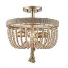 Trans Globe 11606 AG - 2LT SEMIFLUSH-TWINE+WOOD BEADS